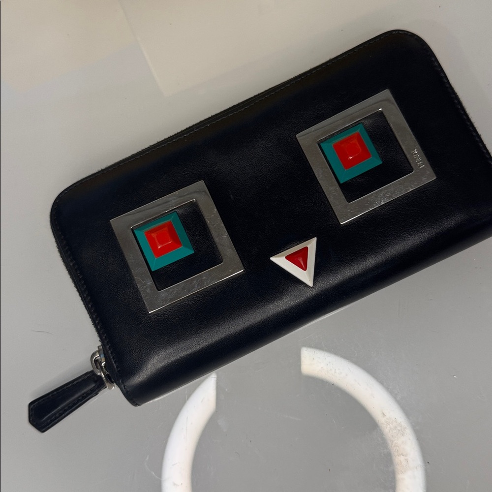 Fendi Monster Wallet w Silver & Red Accents + Box & shopping bag 👹 - Picture 4 of 10